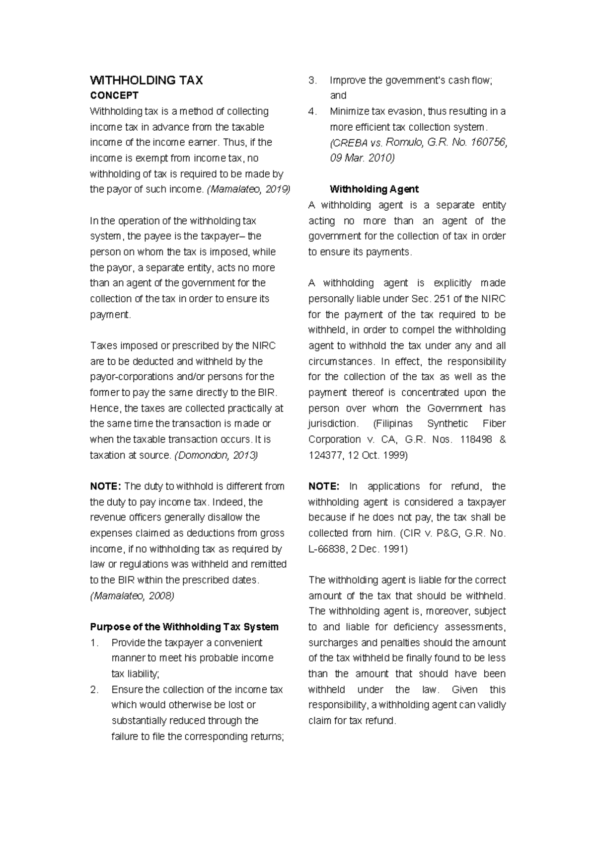 Withholding TAX - TAXATION DISCUSSION - WITHHOLDING TAX CONCEPT ...