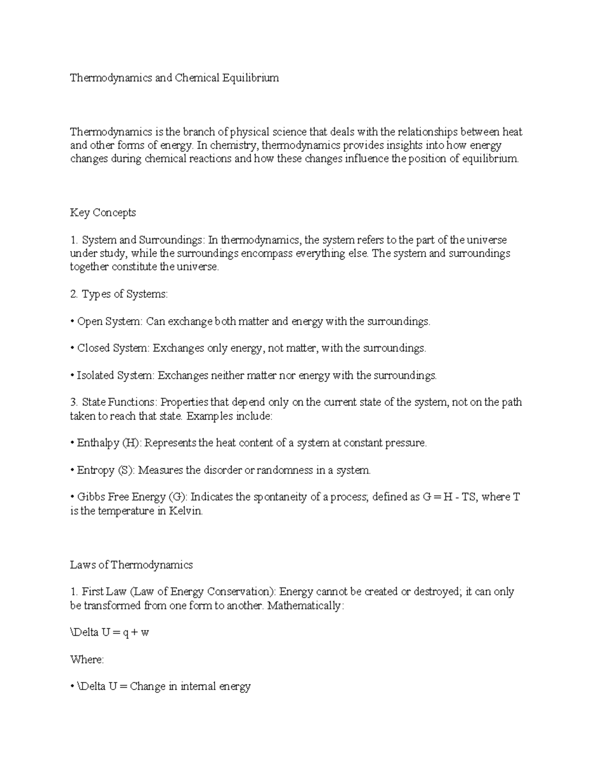 Module - Thermodynamics and Chemical Equilibrium - Thermodynamics and ...