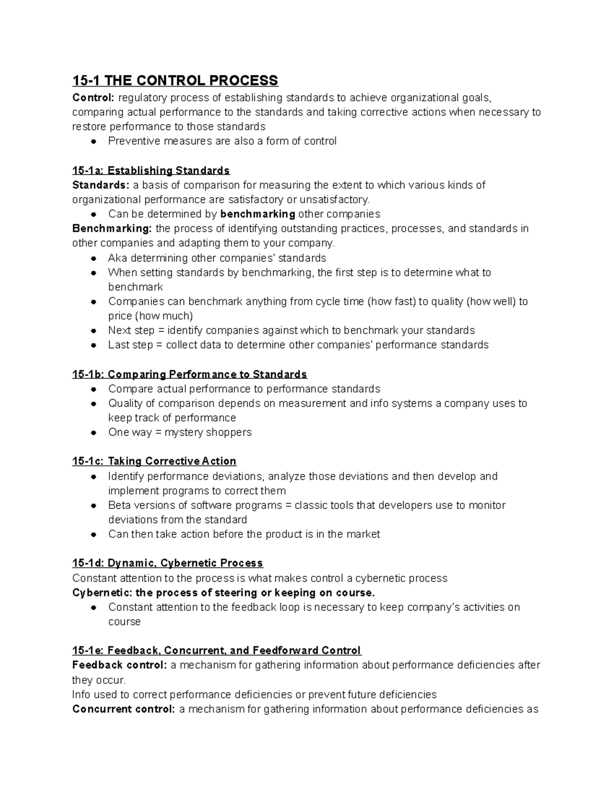 Chapter 15: Control Methods and Processes in Management - Studocu
