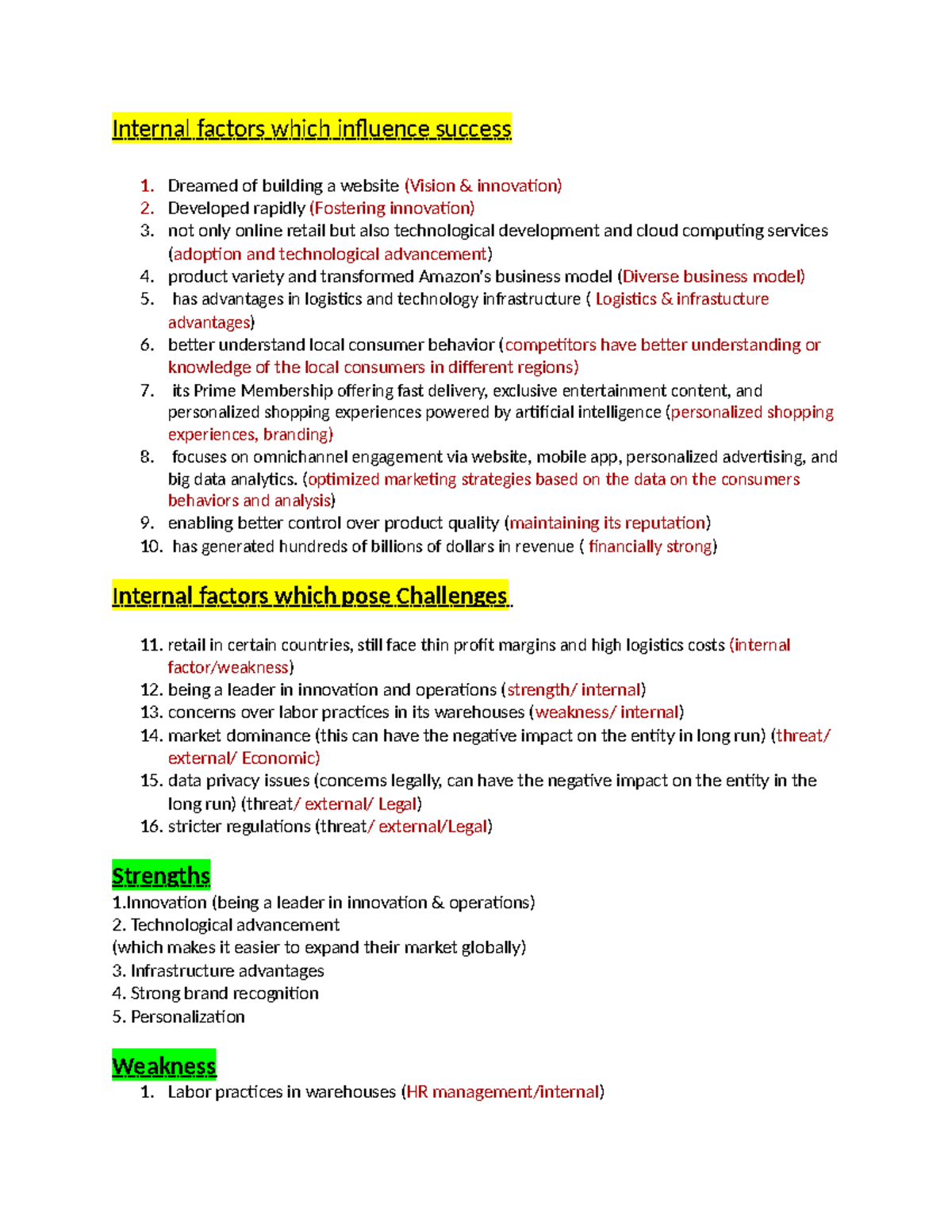 Amazon Case Study: Internal Factors Influencing Success and Challenges ...