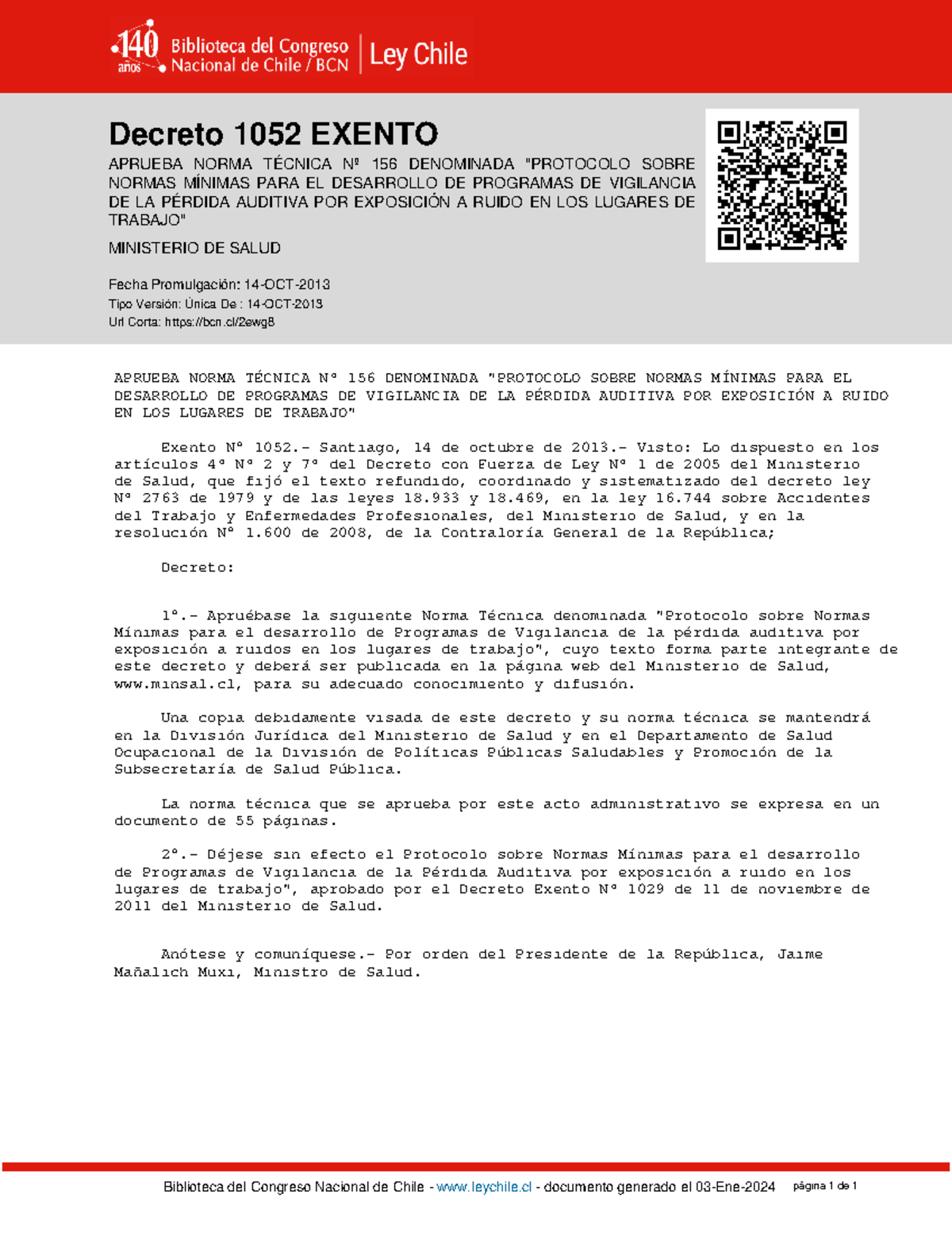 Decreto-1052- Exento 14-OCT-2013 - Decreto 1052 EXENTO, SALUD (2013 ...