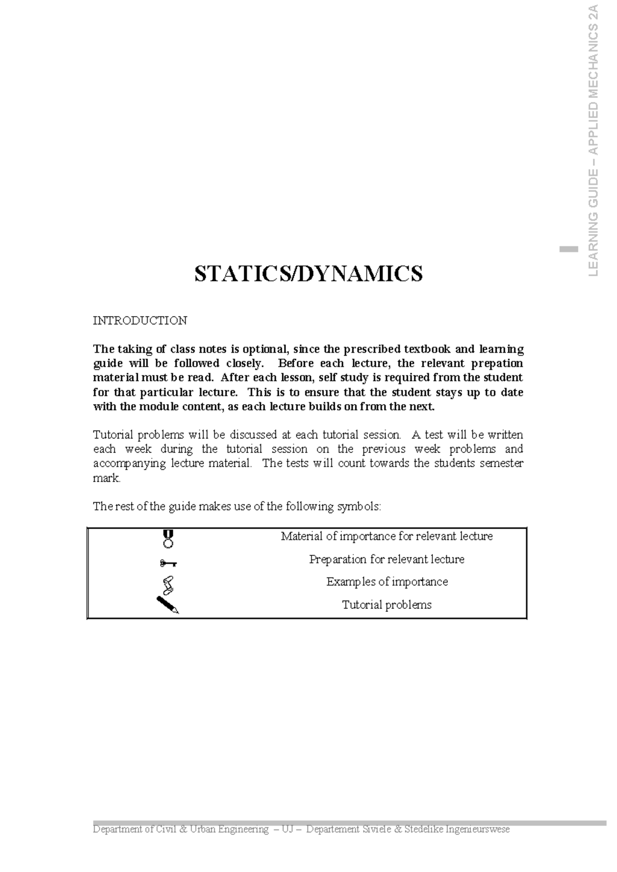 LEARNING GUIDE APPLIED MECHANICS 2A: Comprehensive Study Notes - Studocu