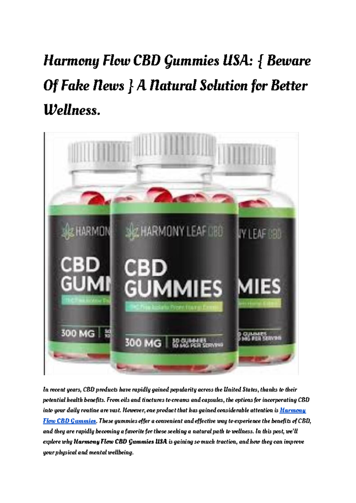 Harmony Flow CBD Gummies USA { Beware Of Fake News } A Natural Solution ...