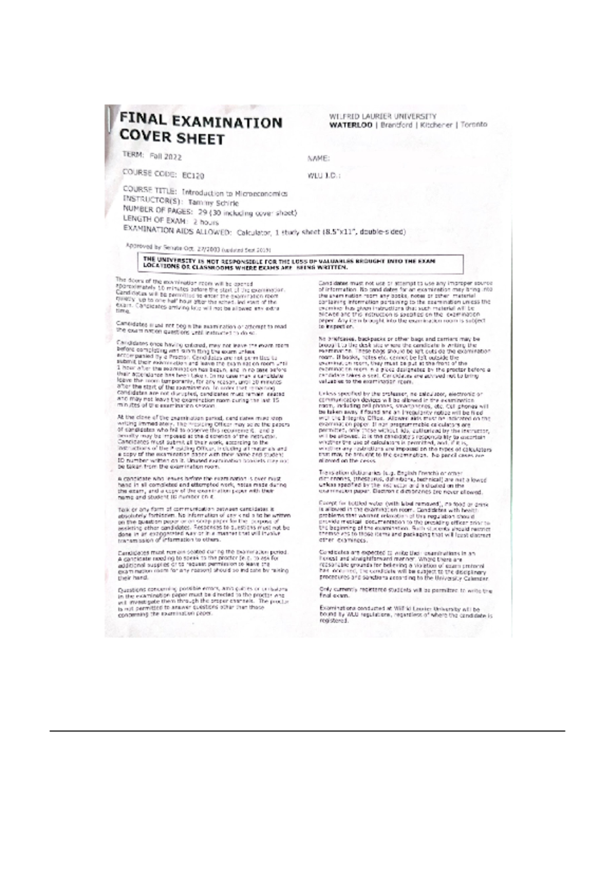EC120 Intro to Microeconomics Fall 2022 Final Exam Guide - Studocu