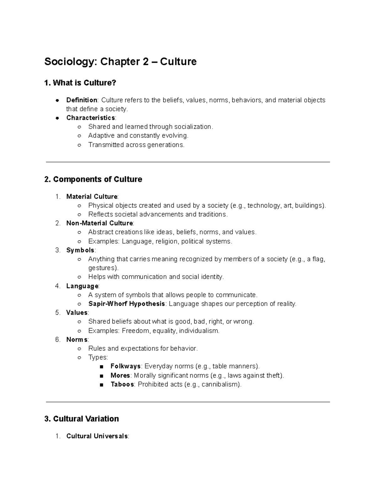 Sociology 101 - Ch 2 Lecture Notes: Understanding Culture - Studocu