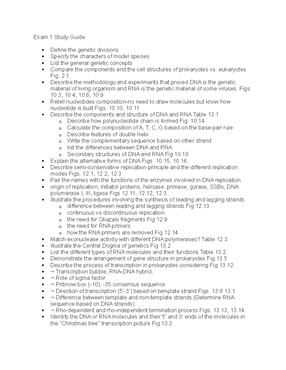 Genetics Exam 1 Study Guide- notes on chapters 1-5 - Exam 1 Study Guide ...