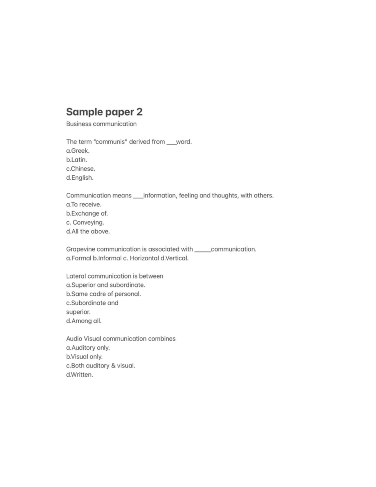 Business Communication MBA: Sample Paper 2 on Effective Practices - Studocu