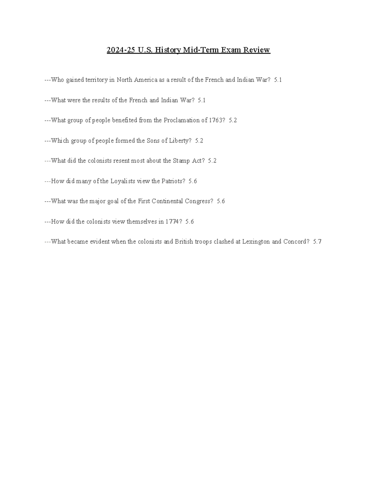 U.S.+History+-+Mid-Term+Review+(annotated) - 2024-25 U. History Mid ...