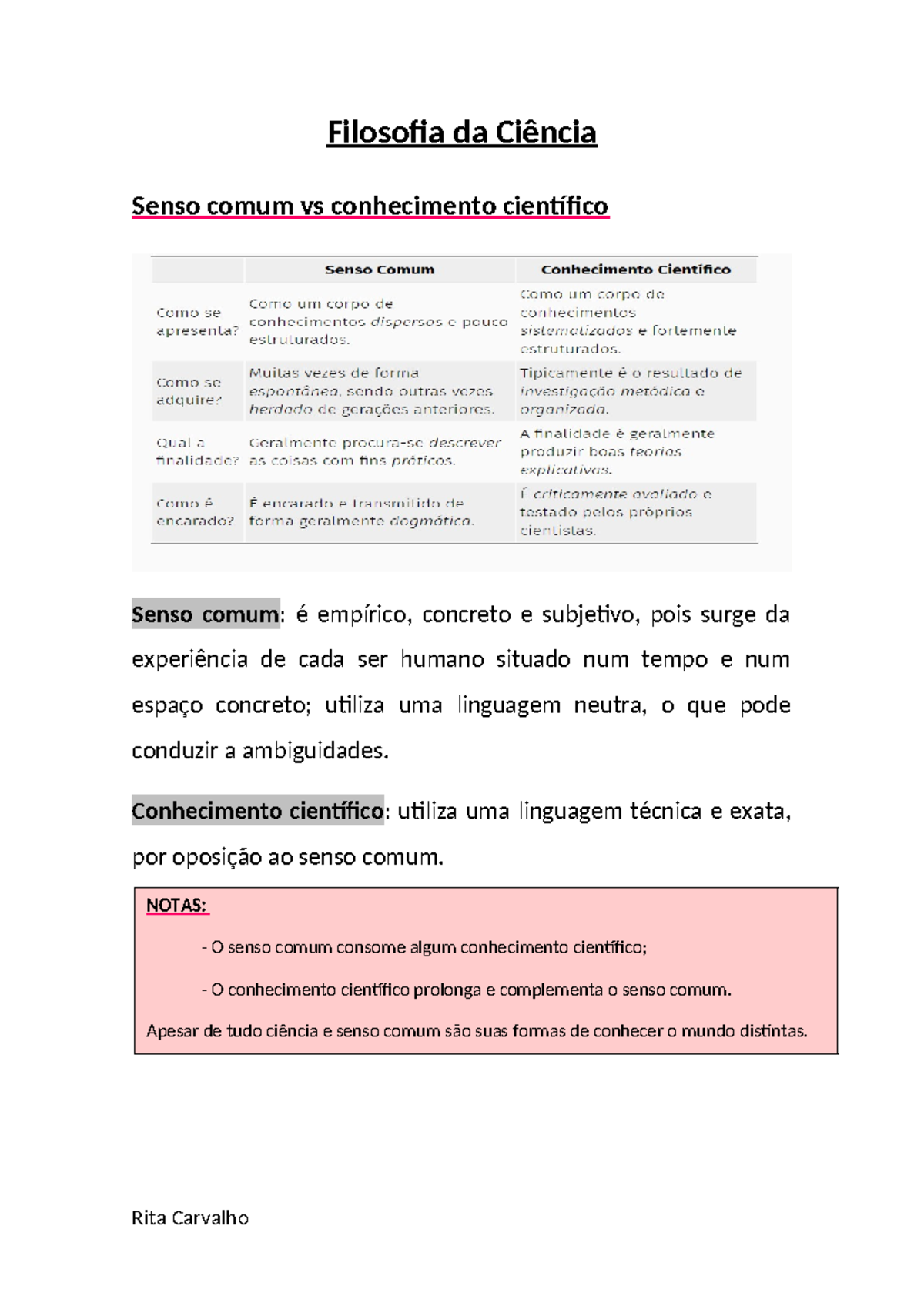 Filosofia da Ciência: Senso Comum vs Conhecimento Científico - Notas ...
