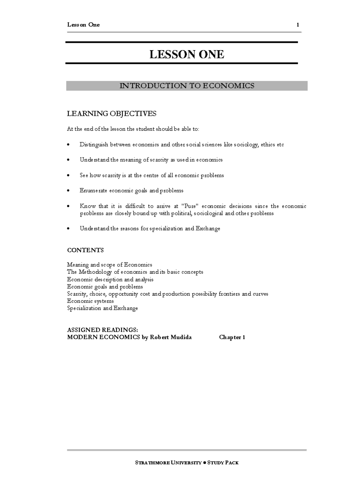 ECO101 - Lesson 1: Introduction to Economics Lecture Notes - Studocu