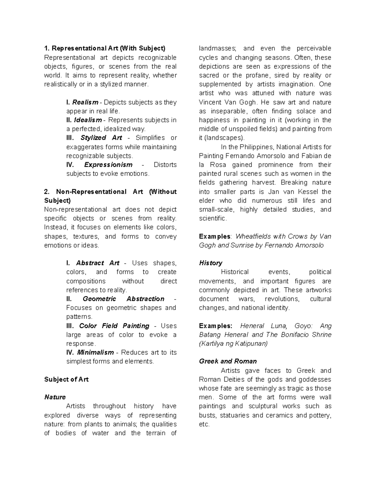 Art App: Subjects of Art Overview (Group 2 - ART Subject) - Studocu