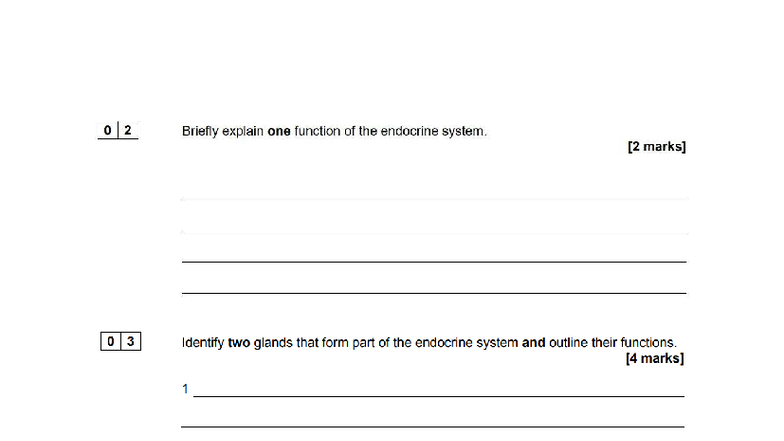 Endocrine System Past Paper Questions (02-03) - Studocu