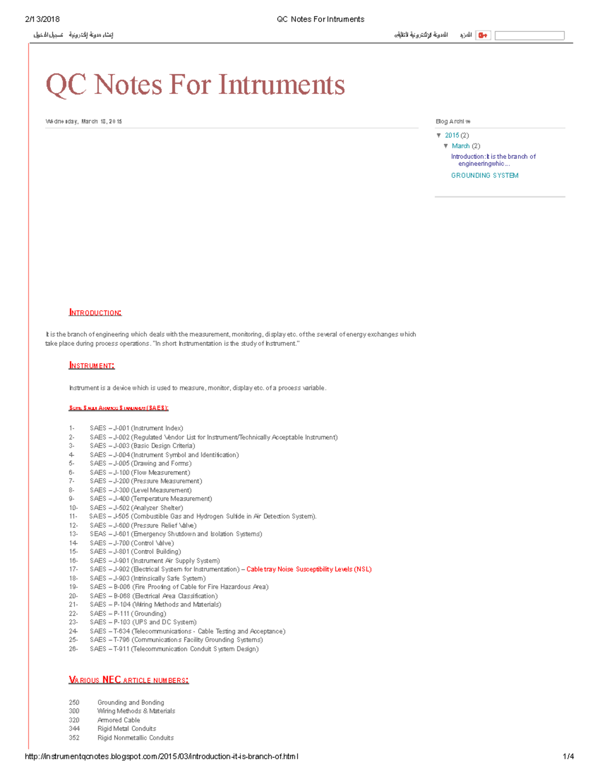 QC Notes for Instruments - Saudi Aramco Standards Overview - Studocu