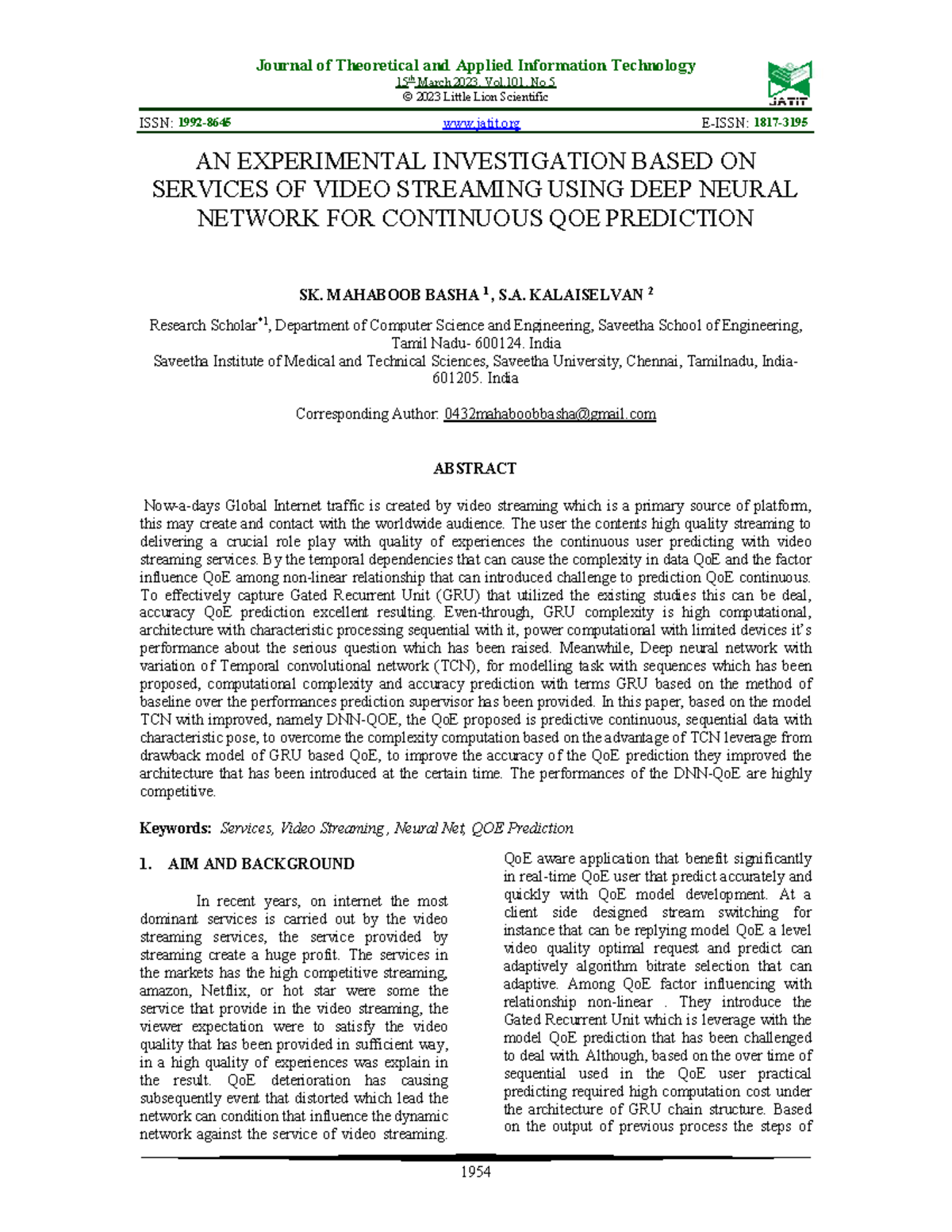 Experimental Investigation of Video Streaming QoE Prediction Using TCN ...