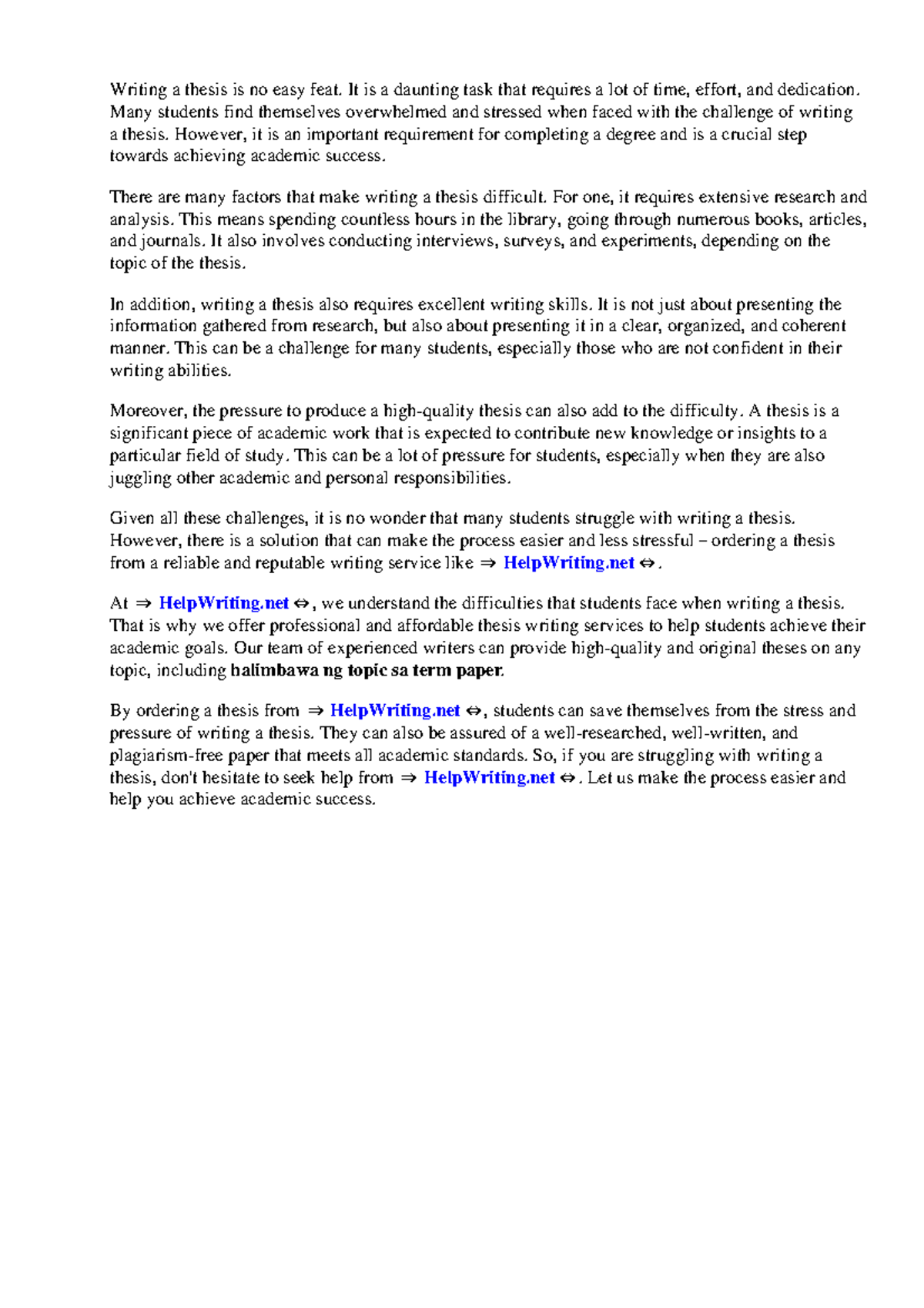 Halimbawa ng topic sa term paper - Writing a thesis is no easy feat. It ...