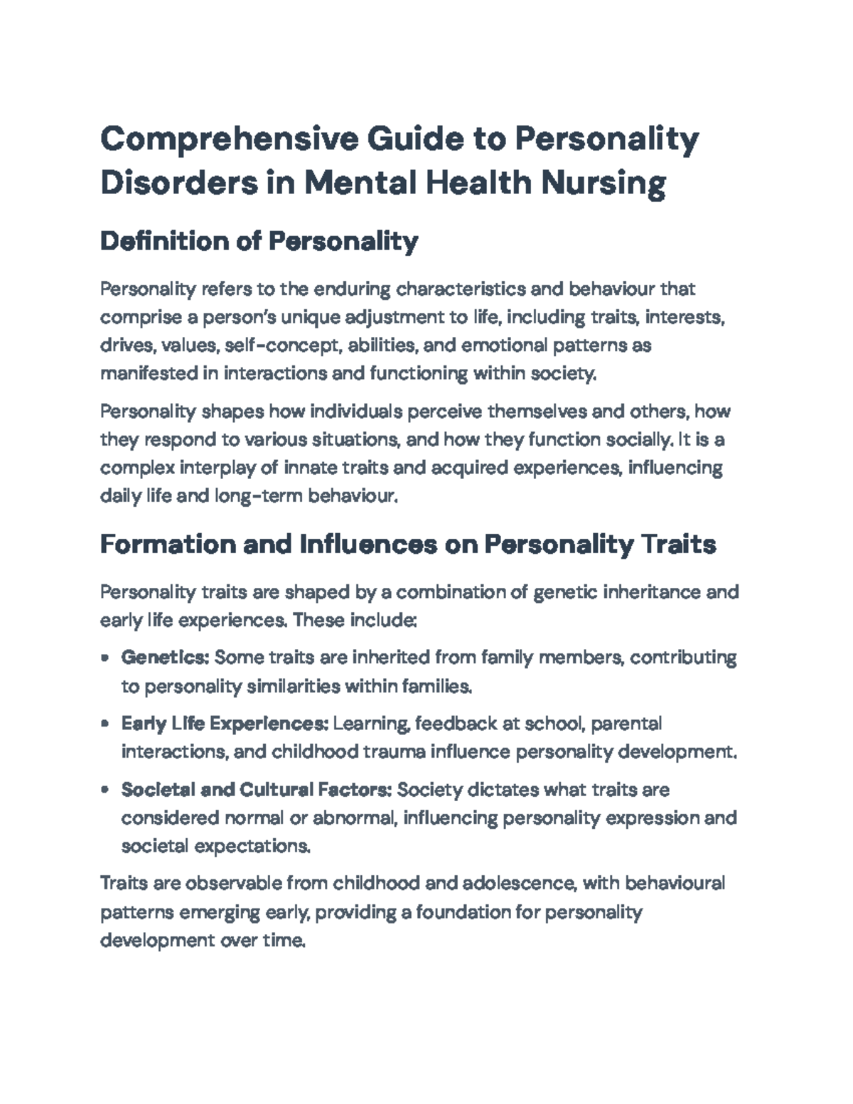 Comprehensive Overview of Personality Disorders in Mental Health ...