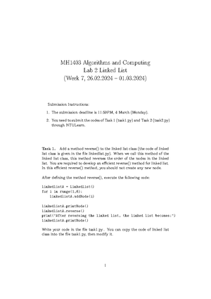Lab01 - nil - MH1403 Algorithms and Computing Lab 1 Python Programming ...