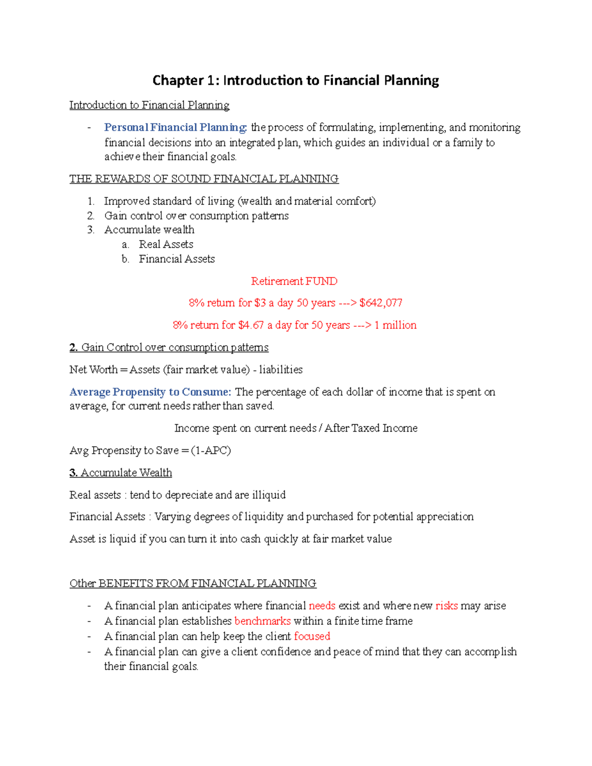 Chapter 1 - kramer - Chapter 1: Introduction to Financial Planning ...