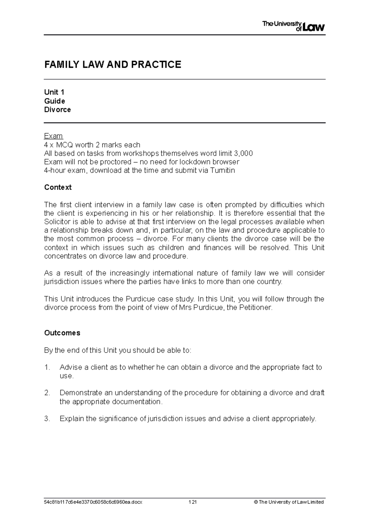 Family Law Workshop 1 - Divorce Guide with Client Notes and Procedure ...
