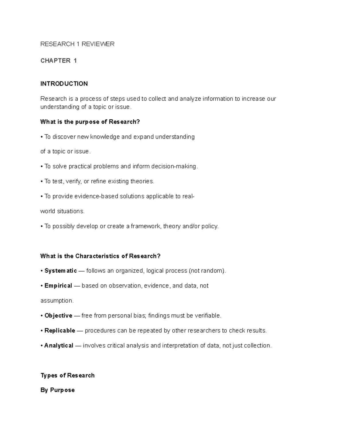RESEARCH 1 REVIEWER: CHAPTER 1 INTRODUCTION AND METHODS - Studocu