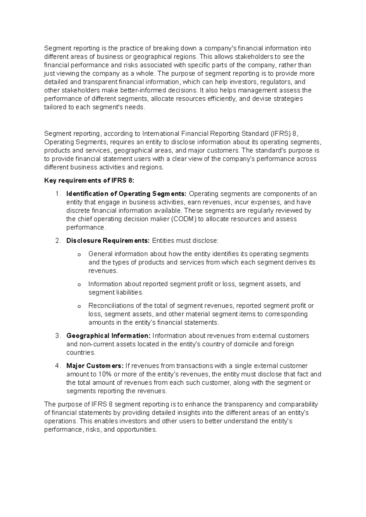 IFRS 8 Segment Reporting Explained: Key Requirements and Insights - Studocu