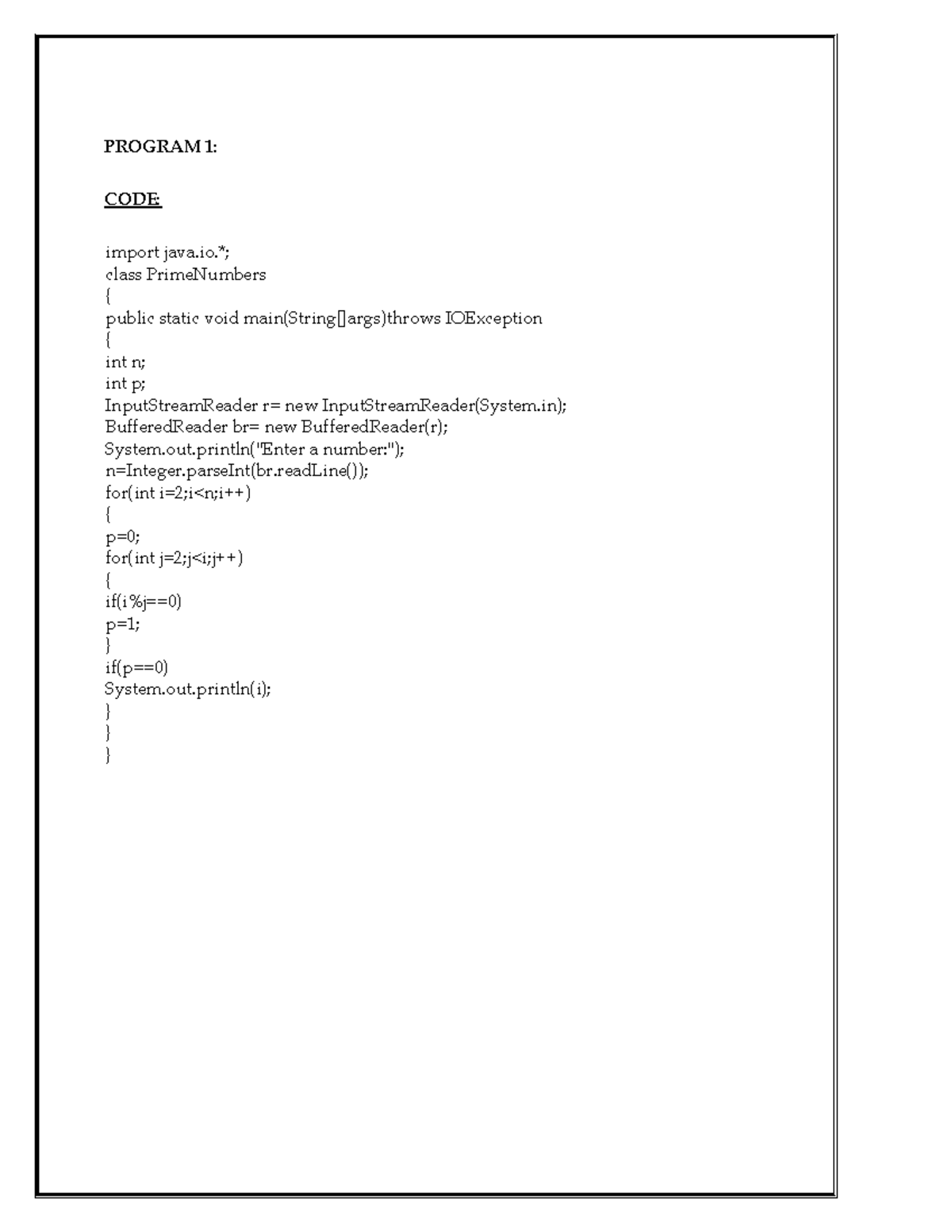 JAVA Programs - Lab: Code Examples and Outputs - Studocu