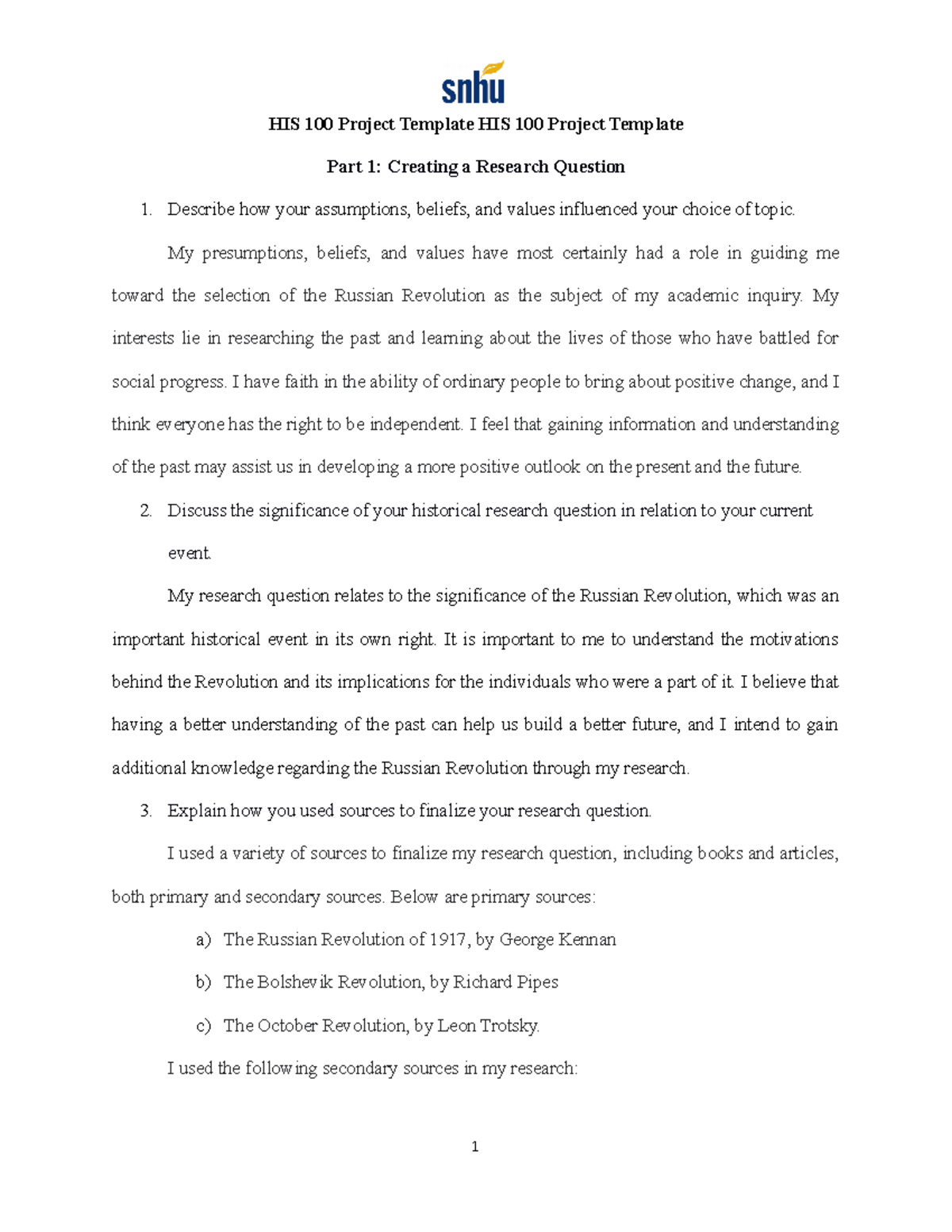 Russian Revolution 7-1 - HIS 100 Project Template HIS 100 Project ...