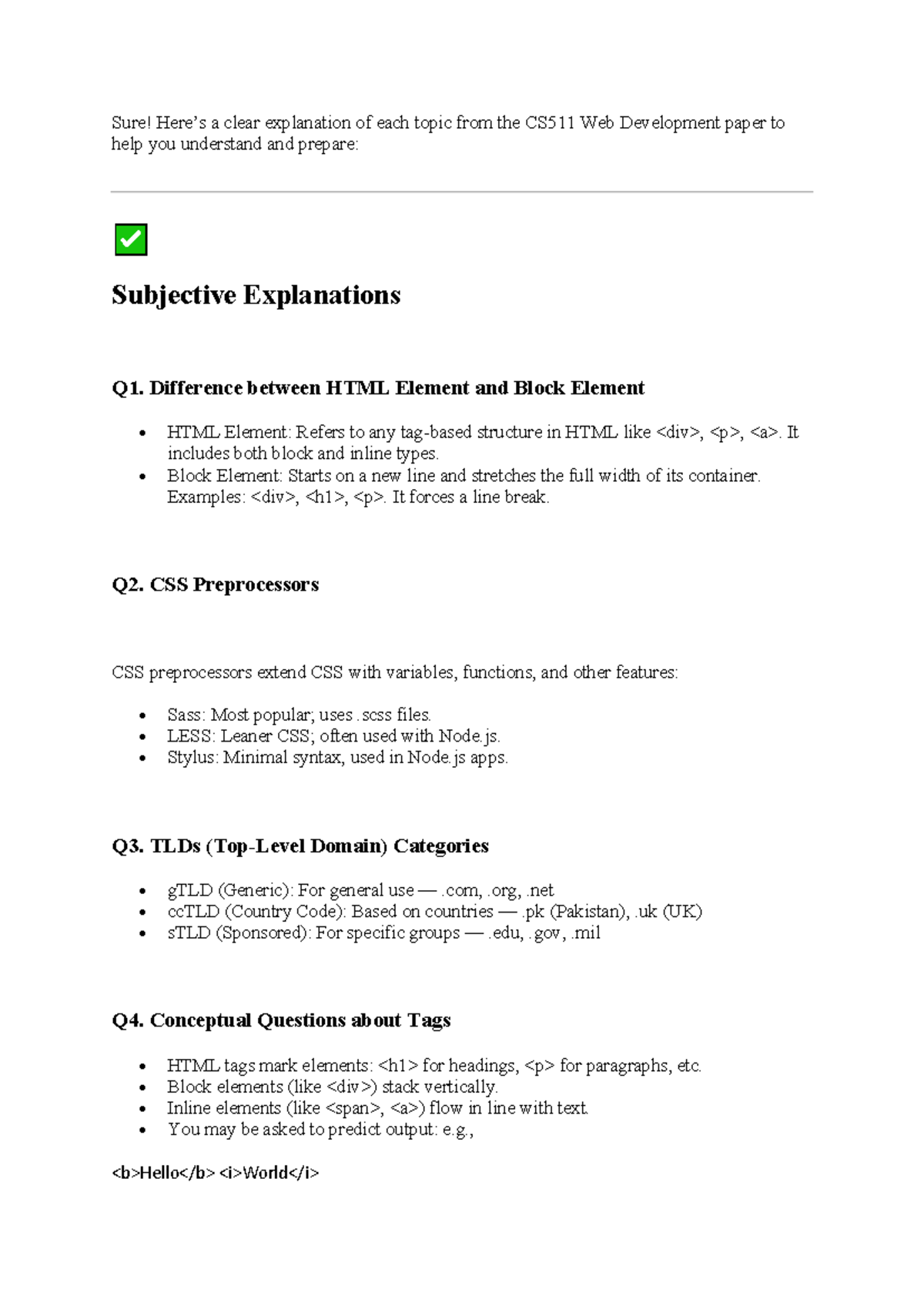CS511 Midterm Study Guide: Key Concepts in Web Development - Studocu