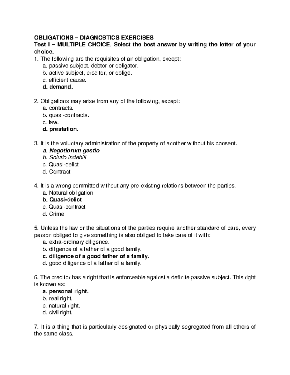 Law on Obligation and Contracts: Sample Problems and Solutions - Studocu