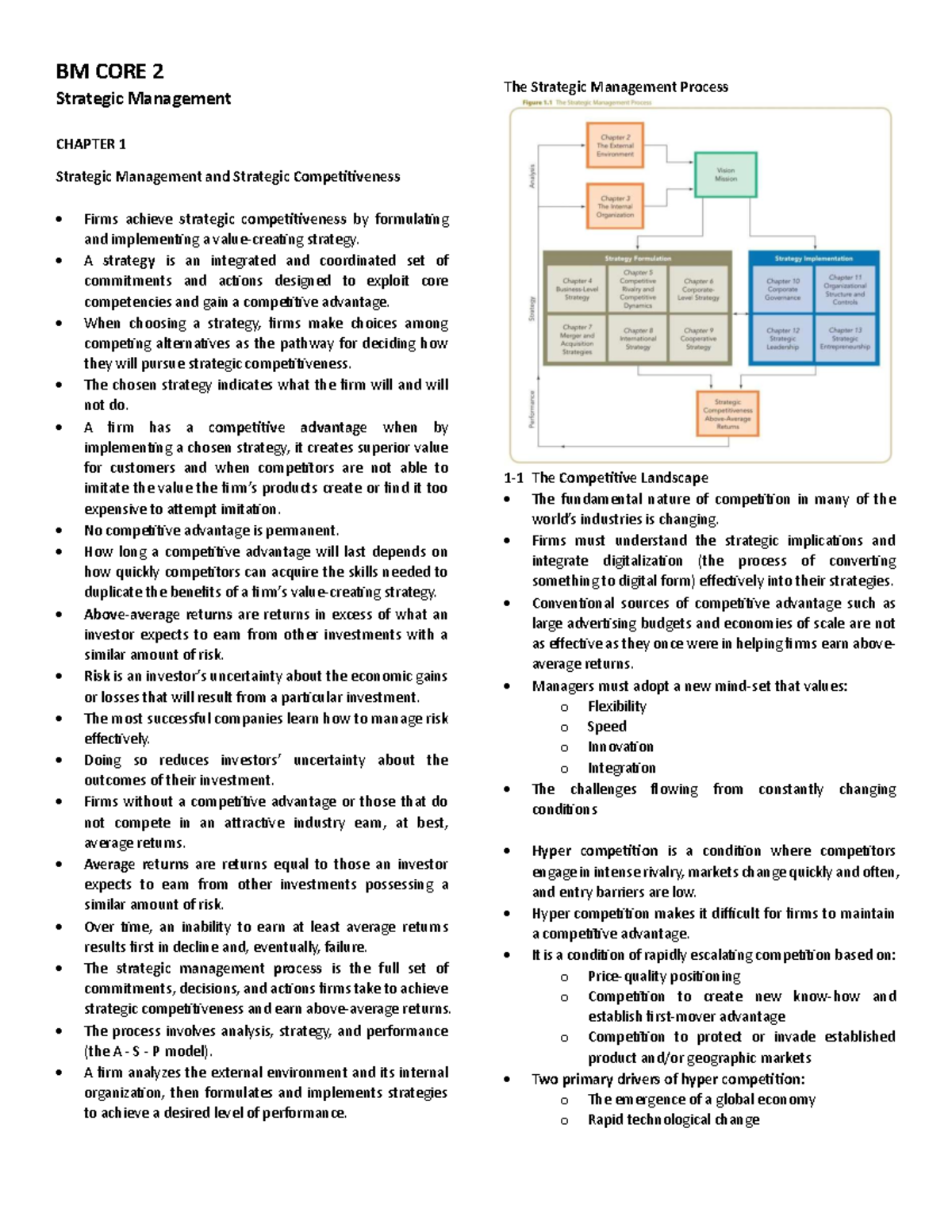 BM CORE 2 - Strategic Management Chapter 1 Overview and Insights - Studocu