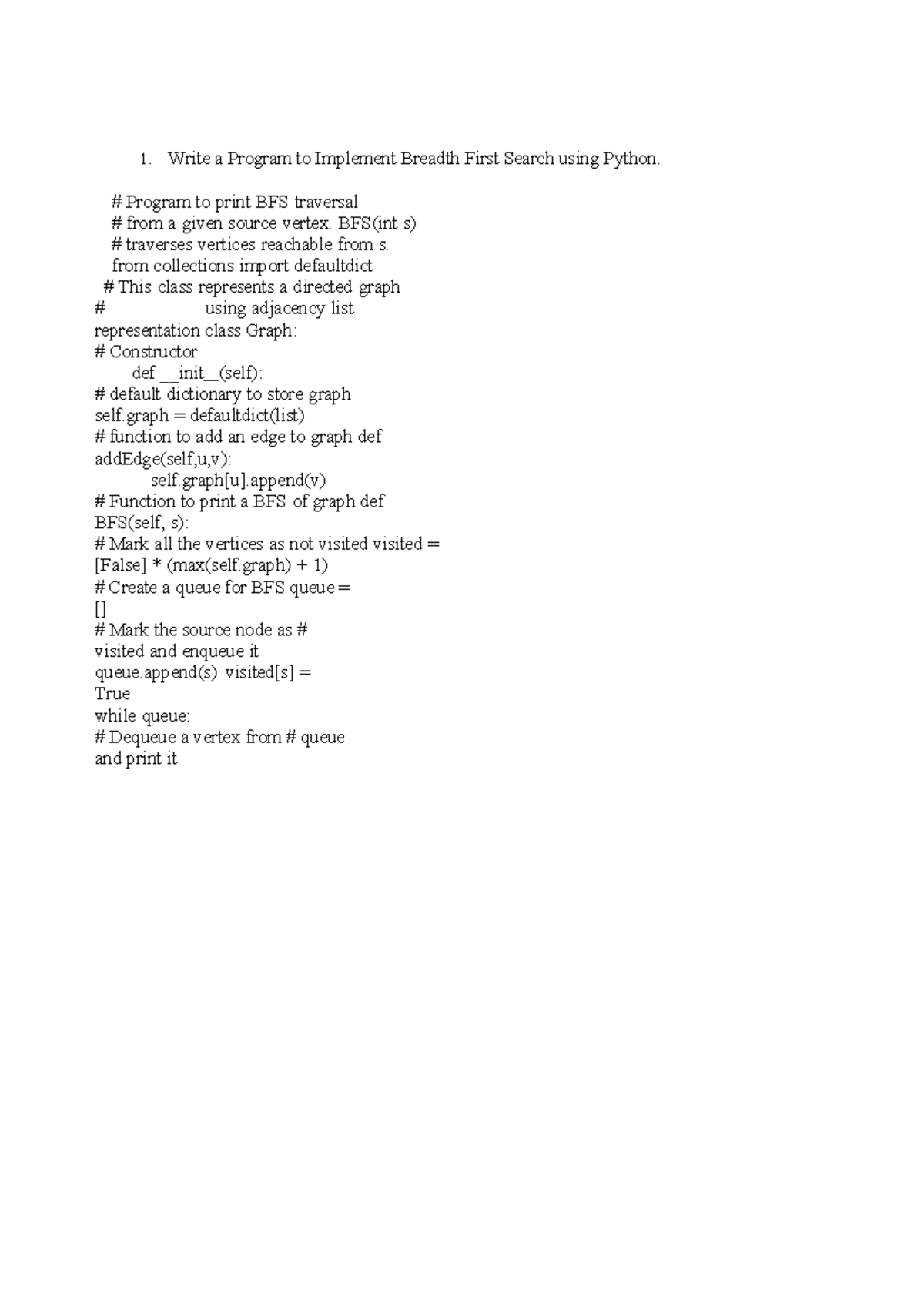 Lab Manual for AI Lab (VI Sem): Python Graph Algorithms & Games - Studocu