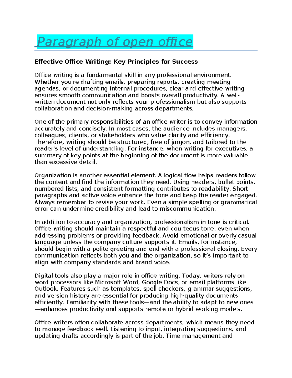Effective Office Writing: Key Principles for Success (OFC 101) - Studocu