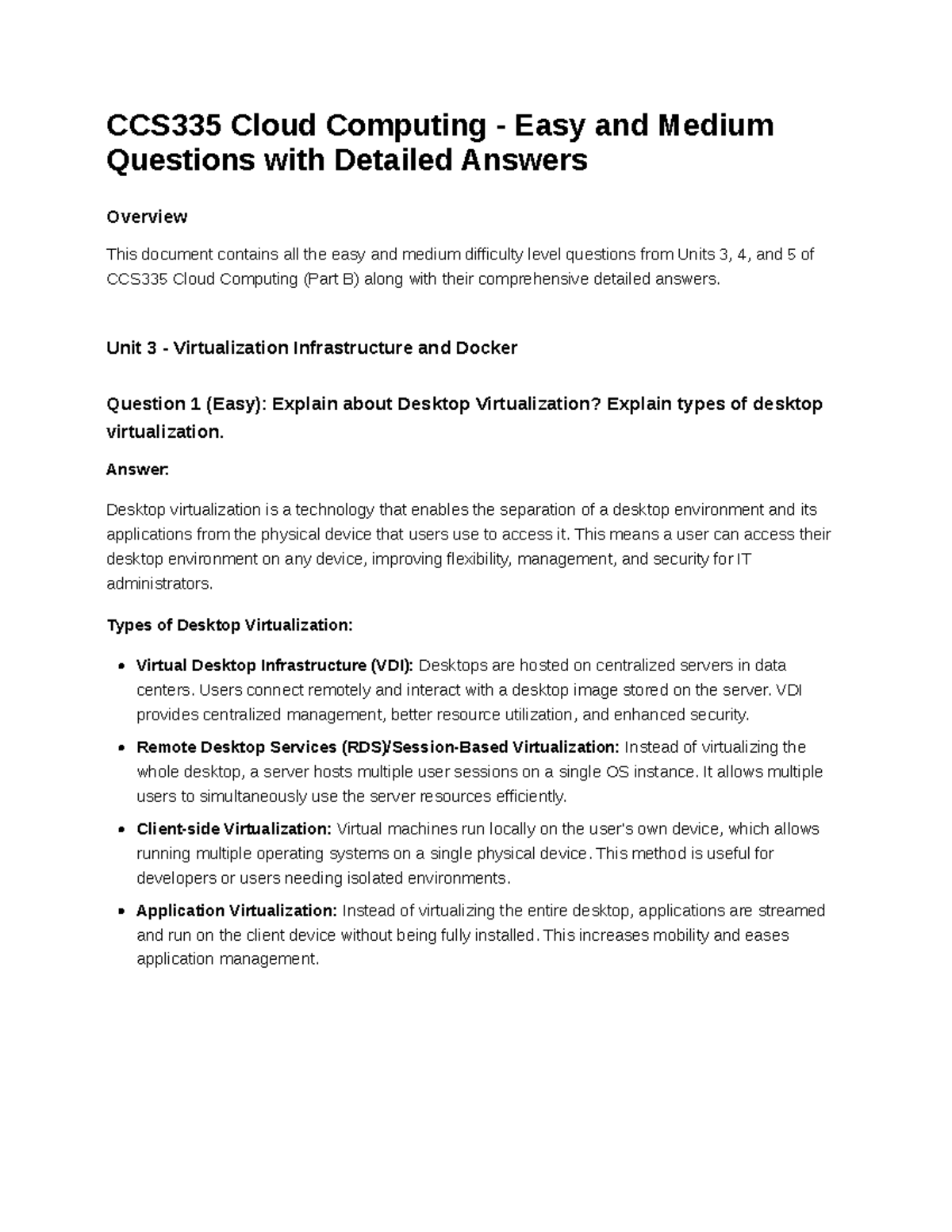 CCS335 Cloud Computing Study Guide: Easy & Medium Questions with ...