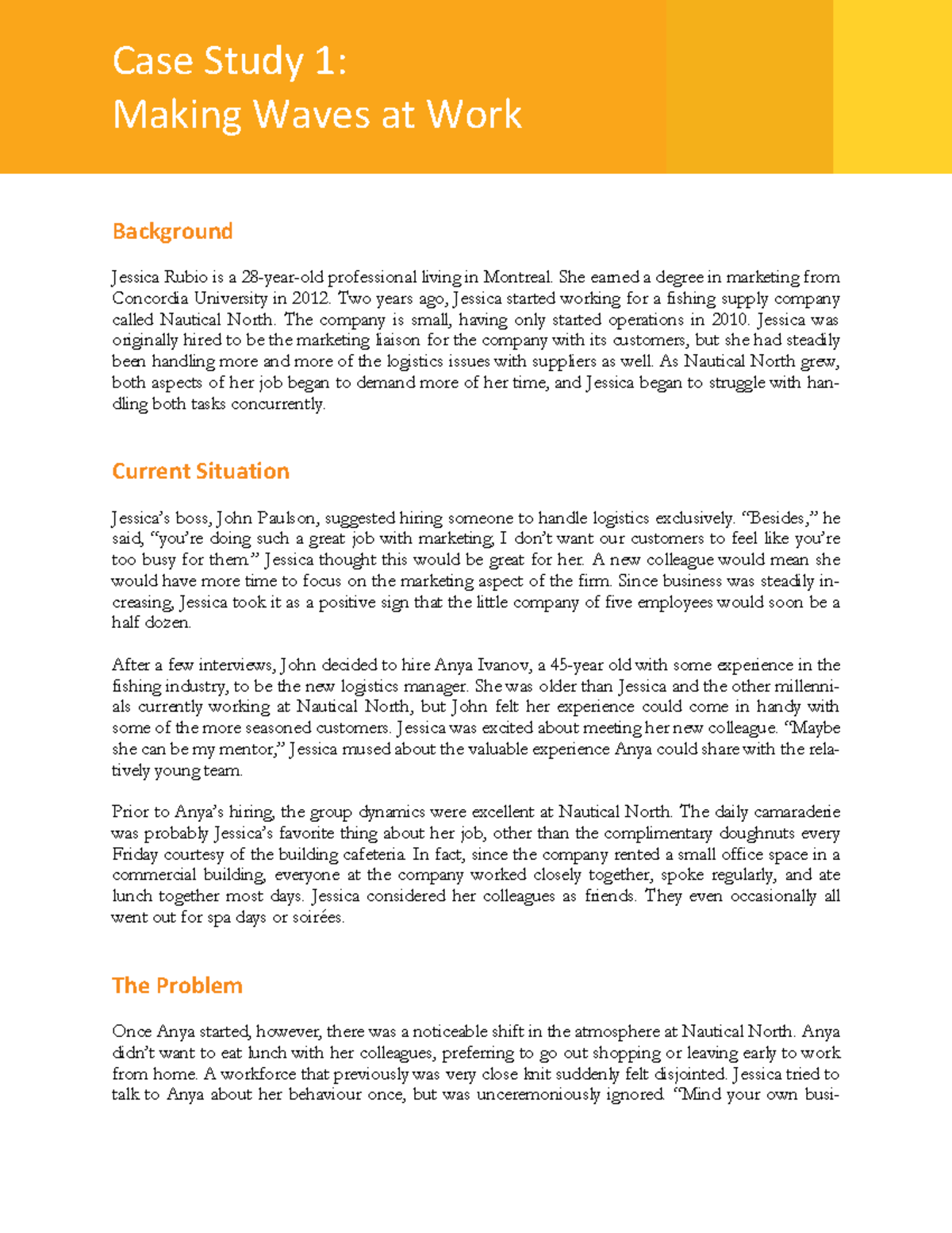 Case Study 1: Team Dynamics at Nautical North - A Shift in Culture ...