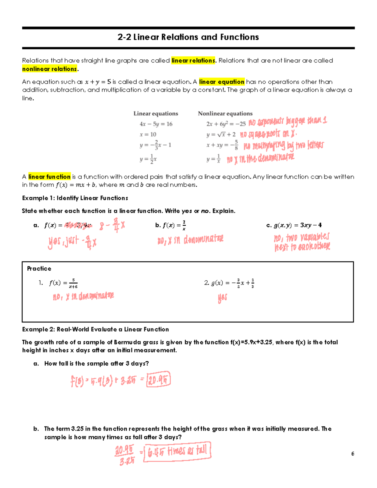 APA Alg. II - notes on linear reflections and functions including ...