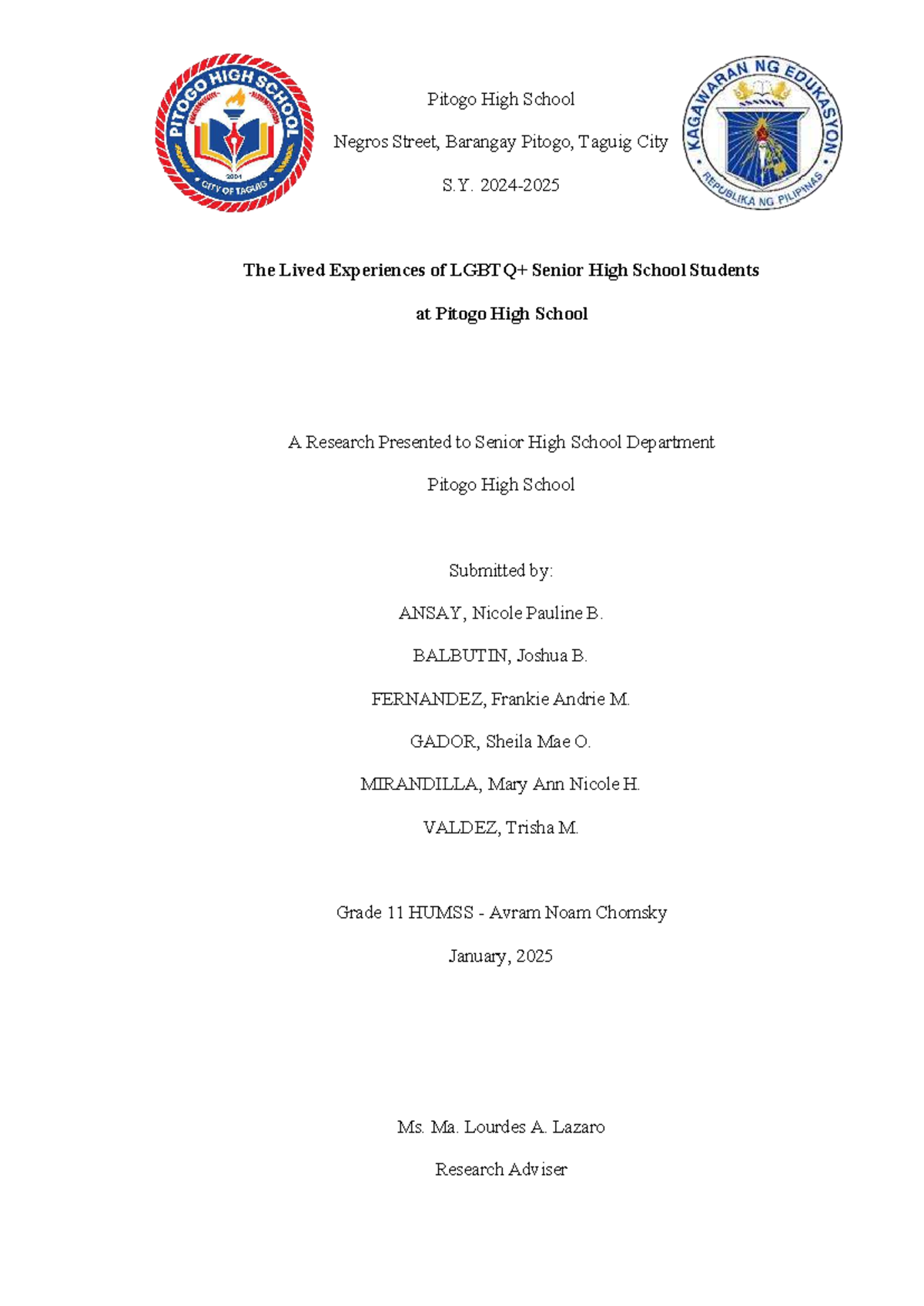 Lived Experiences of Senior High Students at Pitogo High School: A ...