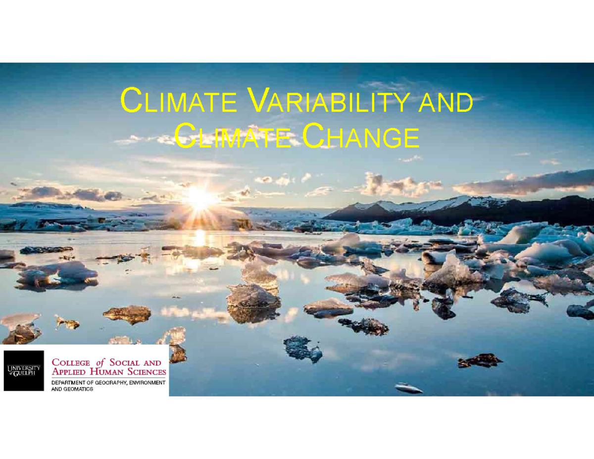 Climate variability and climate change - CLIMATE VARIABILITY AND ...