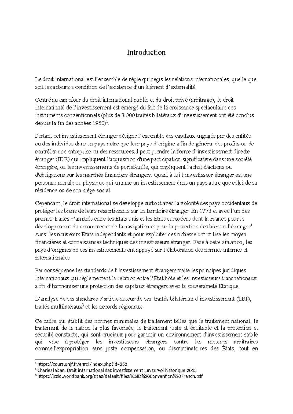 Introduction aux Standards de Traitement des Investisseurs Étrangers en ...