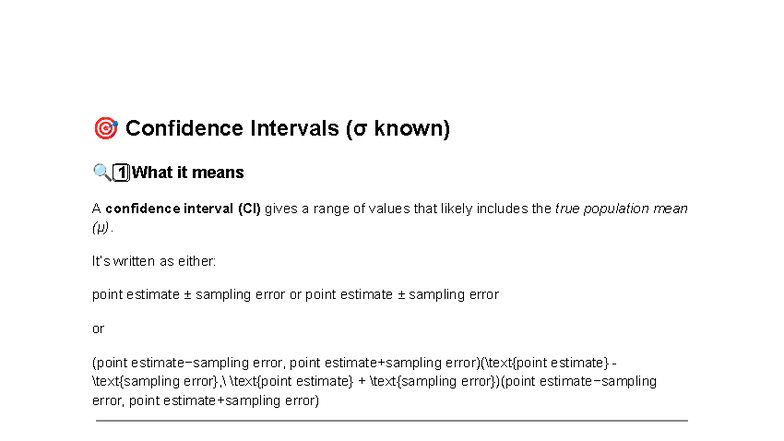 Lab 4 Helper Notes: Confidence Intervals & Hypothesis Testing - Studocu