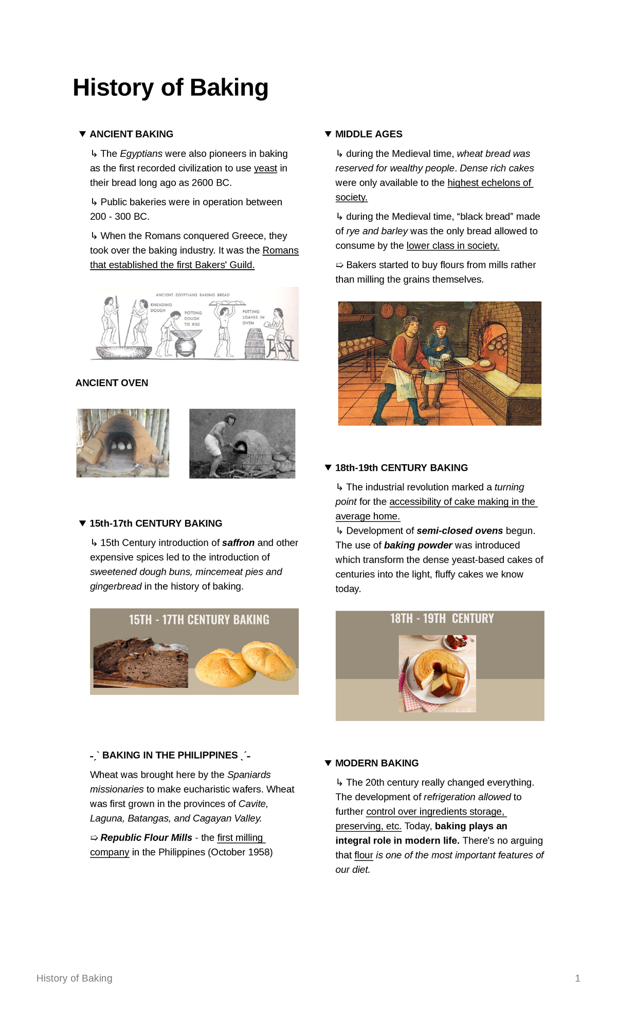 History of Baking - ESP Notes (230711-155350) - Studocu
