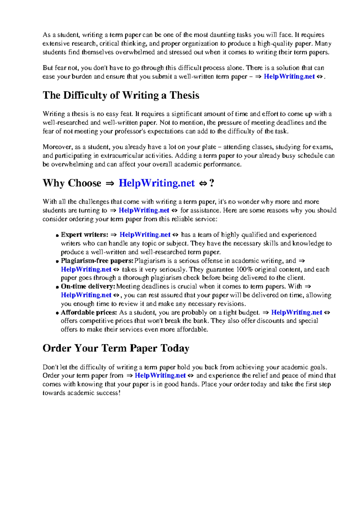 Term Paper Outline: Essential Components for Effective Writing - Studocu