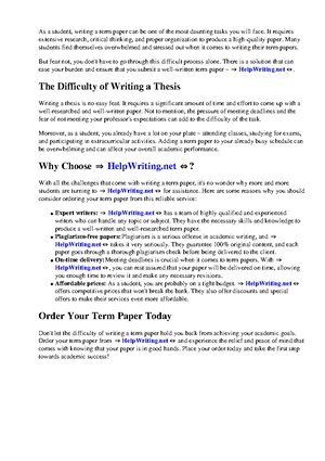 Term Paper Outline: Essential Components for Effective Writing - Studocu