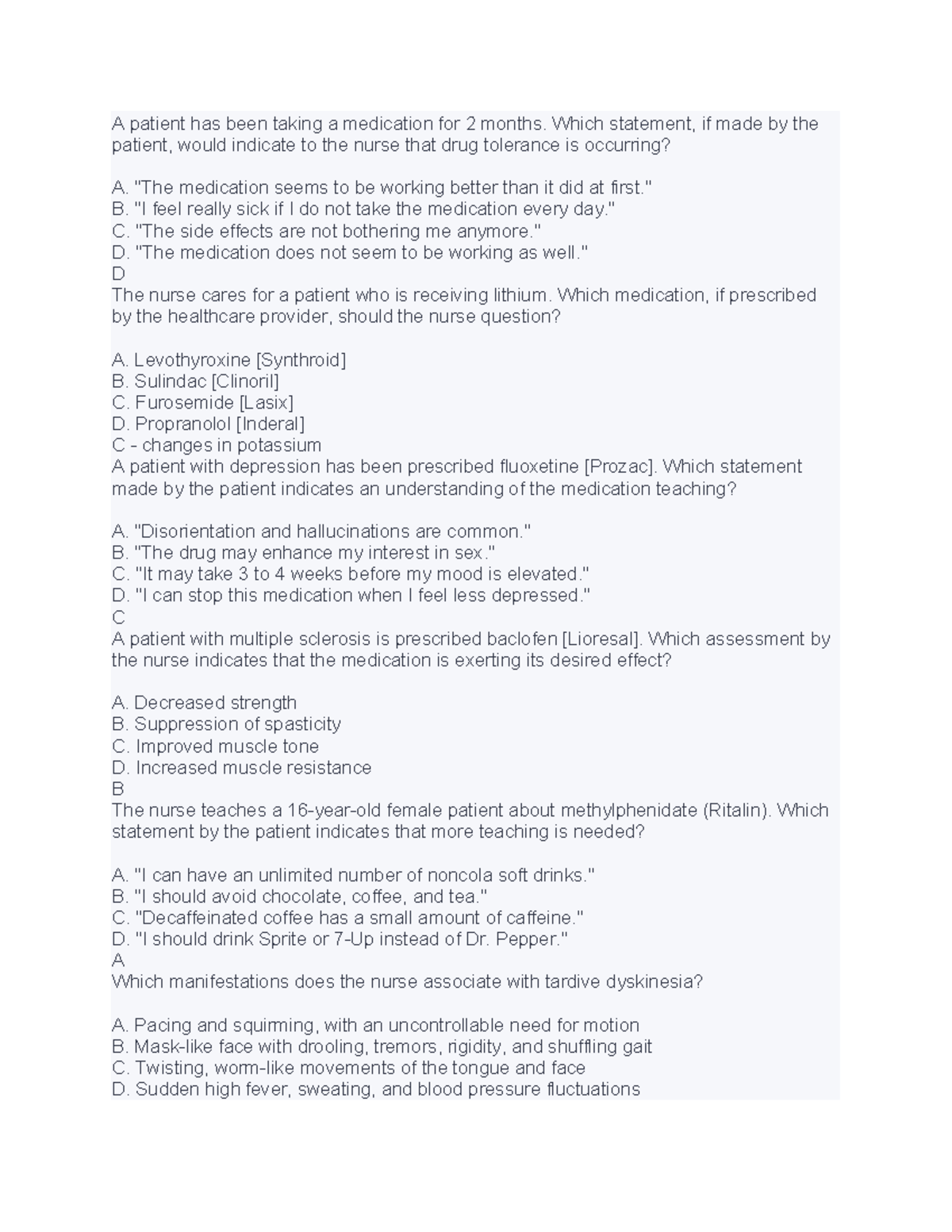 Pharm II Final Exam: Key Concepts and Medication Management - Studocu