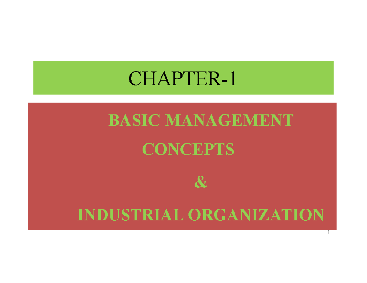 Chapter 1 Management definitions - CHAPTER- BASIC MANAGEMENT CONCEPTS ...