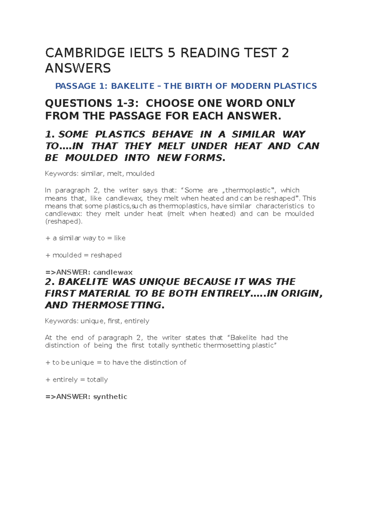 Cambridge IELTS 5 Reading - Test 2 Answers and Explanations - Studocu