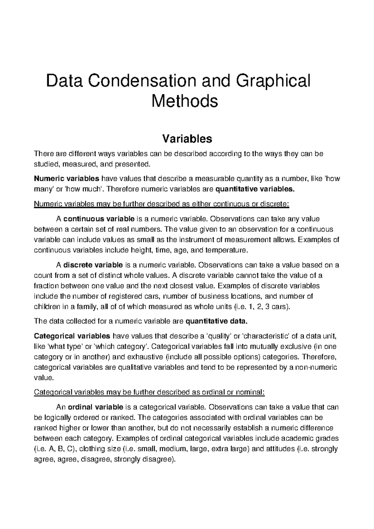 Data condensation graphical methods Statistics - Data Condensation and ...