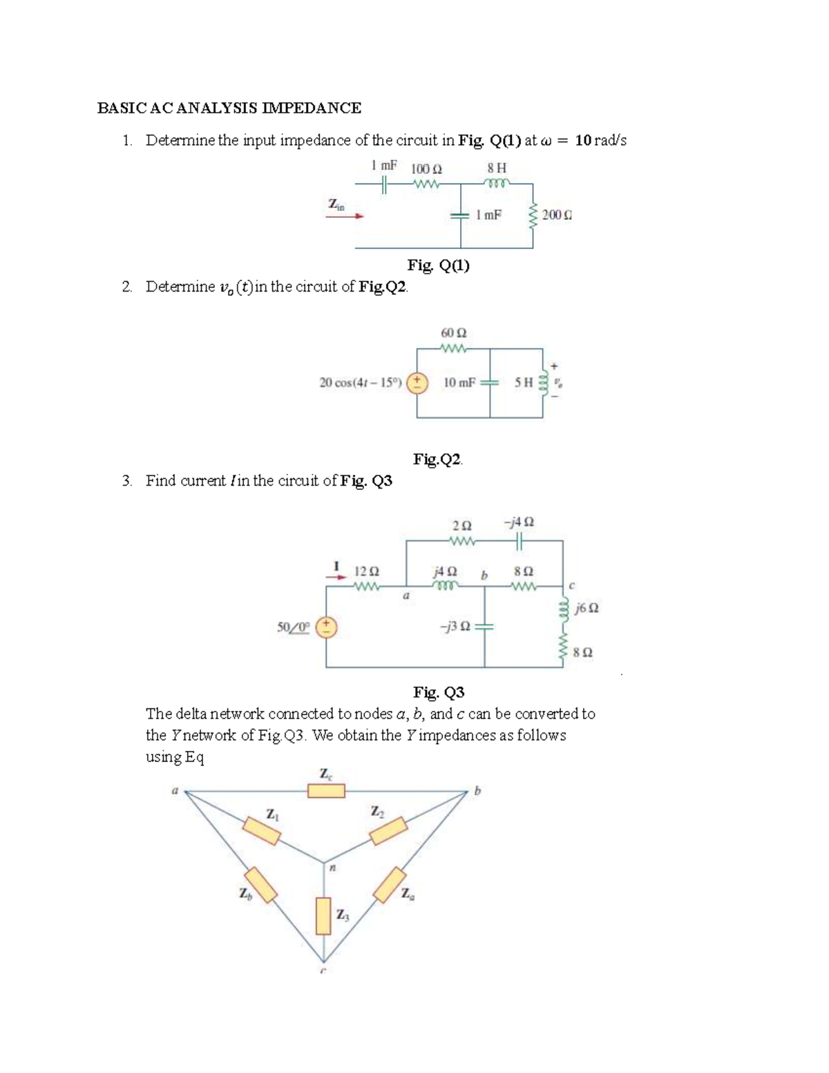 BASIC AC ANALYSIS IMPEDANCE: Circuit Calculations and Design - Studocu