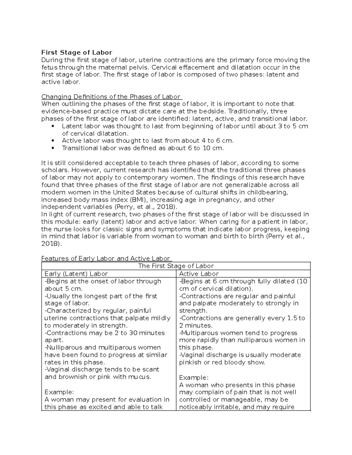 First Stage of Labor: Understanding Phases and Nursing Care - Studeersnel