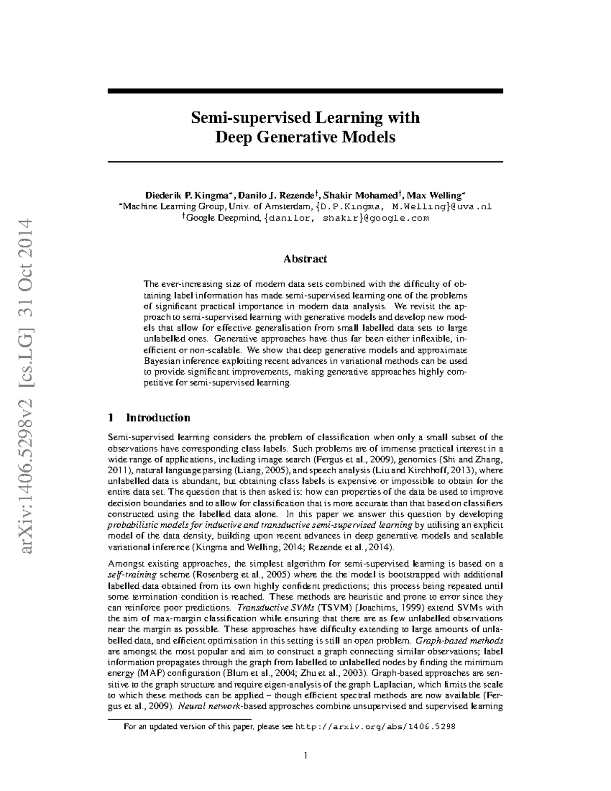 1406 - Semi-Supervised Learning with Deep Generative Models - Studocu