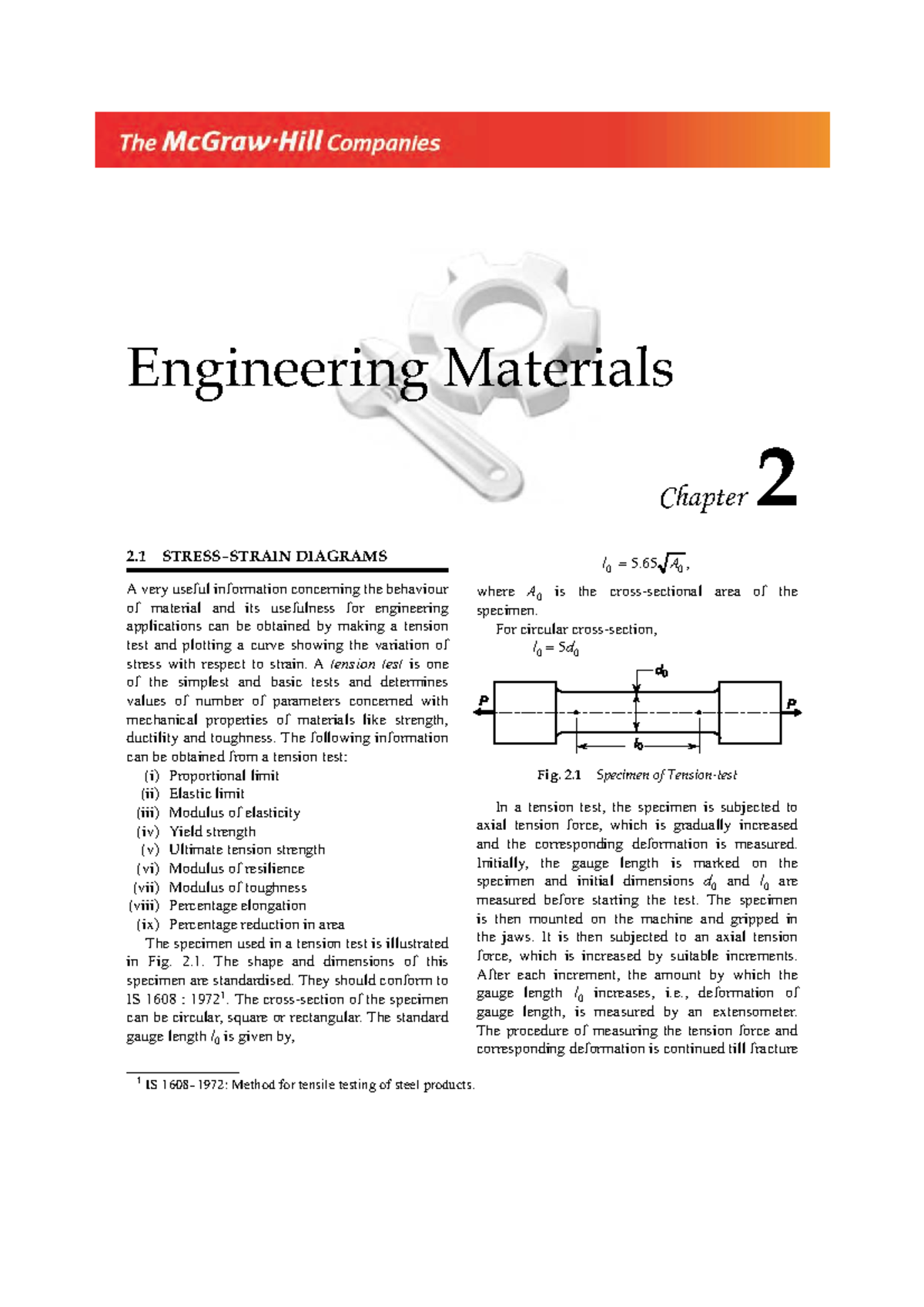 Chapter 2: Engineering Materials - Stress-Strain Analysis and ...